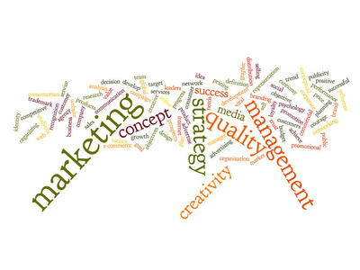 高分辨率概念或概念抽象营销，成功词云或词云孤立在背景上