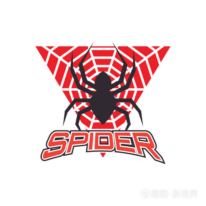 白色背景上隔离的蜘蛛标志矢量插图