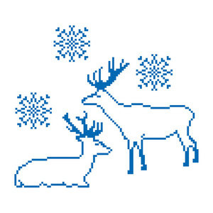 斯堪的纳维亚民间装饰与迪尔斯和雪片。 北欧传统装饰矢量和插图