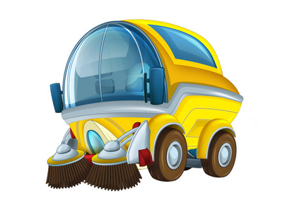 卡通水池卡通,滑稽,看蓄水池,卡车,街道清洁工,白色背景插图,儿童.