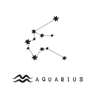 黄道十二宫星座水瓶座孤立在白色背景上. 十二生肖星座.