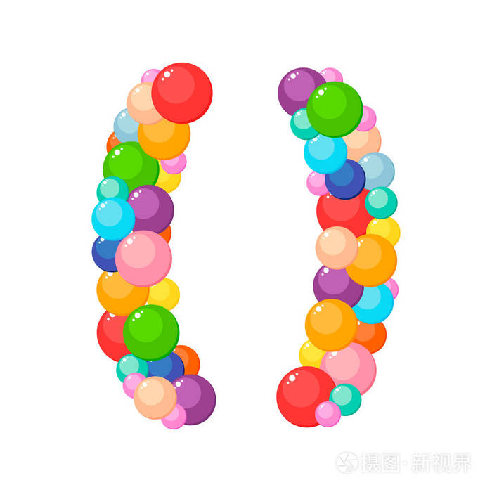 向量动画片括号为孩子彩球