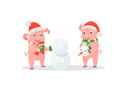 猪建设雪人, 新年和圣诞节