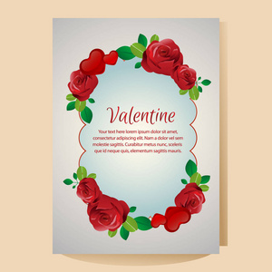 情人节海报模板与红色玫瑰华丽