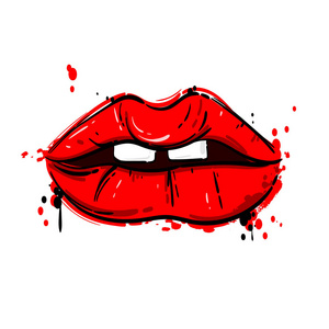 s red lips. Fashion illustration.