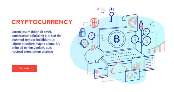矢量广告设计模板加密货币主题图片