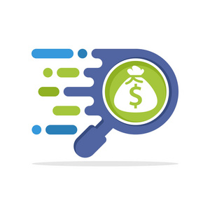 带有响应式搜索访问概念的矢量图标,以查找有关收入来源的信息照片