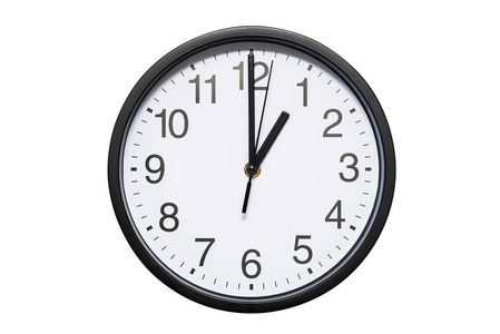 clock on white isolated background. Round wall clock  front vie