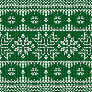冬季毛衣公平设计。 无缝圣诞节和新年羊毛针织图案。 带有雪花的矢量插图。 假日传统背景。