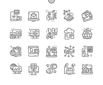 数字经济数字经济精心制作的像素完美矢量细线图标302x网格为网络图形