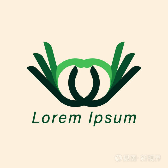 矢量抽象两手手指logo模板设计用两手和圆手指组合.