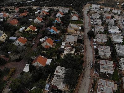 以色列定居点Riham从高处俯瞰住房和建筑工地