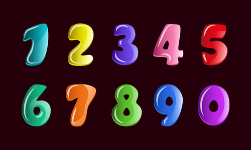 五颜六色的拼图字母和数字平行线和颜色块的拉丁字体几何数字的滋体