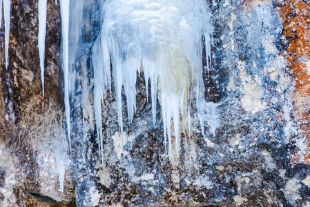 冬季冰冻瀑布和冰柱的关闭