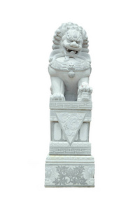 狮子石在中国寺庙前面。
