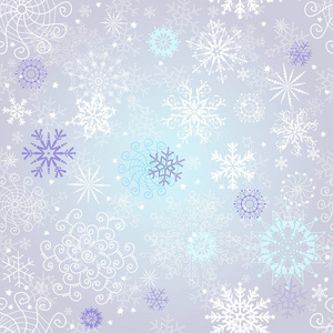 精致的银色无缝圣诞图案与白色和紫色雪花矢量EPS8
