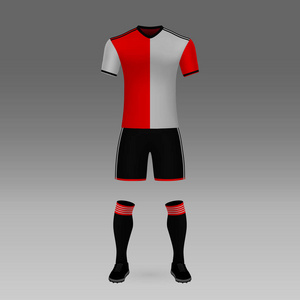 足球套装Feyenoord足球球衣模板。 矢量插图