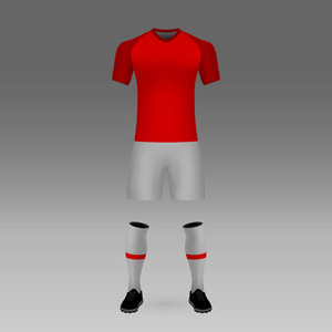 足球套件国际波尔图阿莱格里衬衫模板足球球衣。 矢量插图