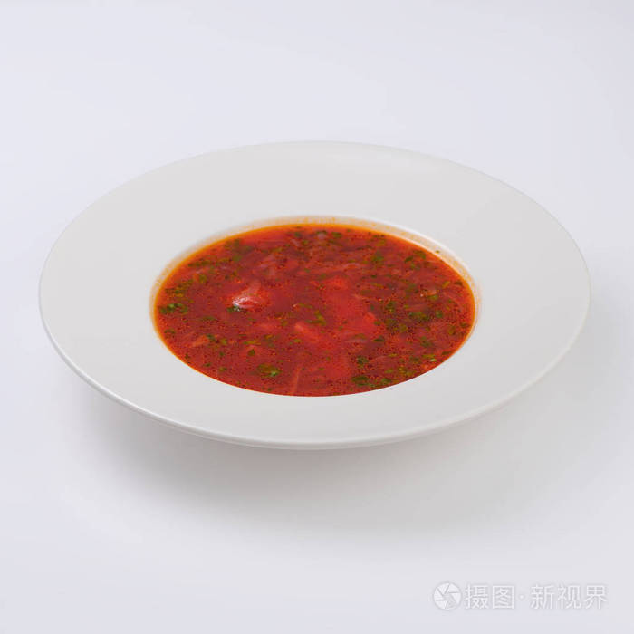 乌克兰和俄国全国红色 borsch 查出在白色背景