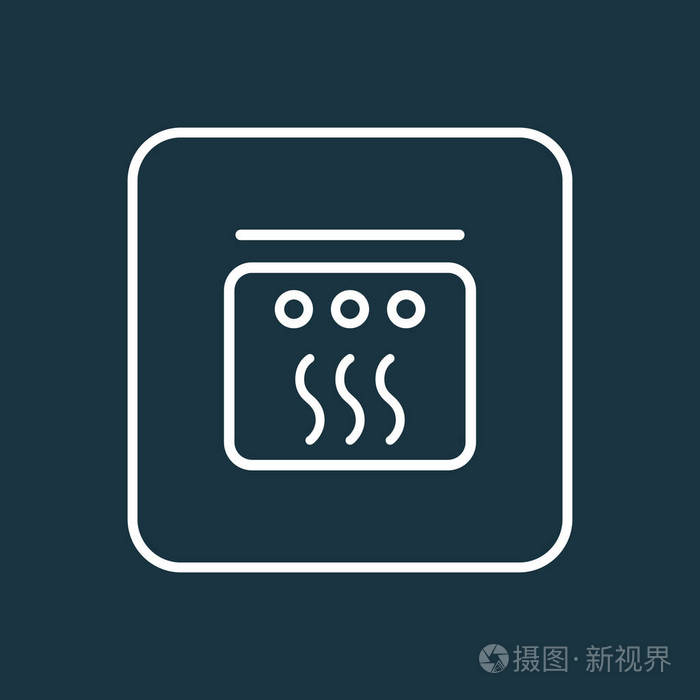 烤箱图标线符号.时尚风格的优质隔离炉元素