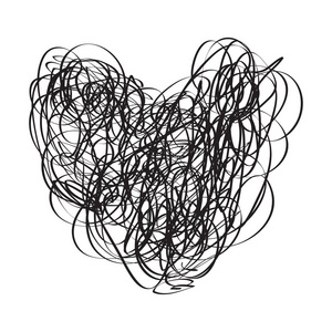 混乱模式. 潦草的素描. 背景与行数组. 复杂的混沌纹理. 黑白插图.