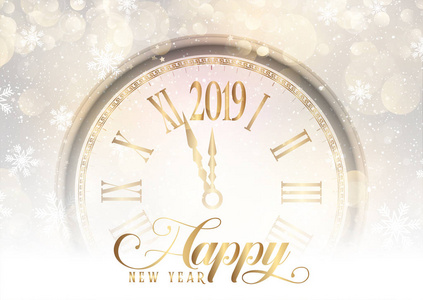 新年快乐背景与时钟设计图片
