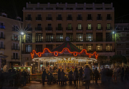  December 2015 Illuminated carousel in the Main Square of Burgo