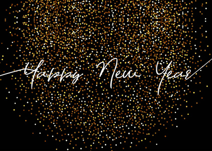 新年快乐背景与金色闪光设计文字