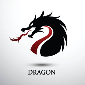 中国龙轮廓平面彩色标志设计插图照片