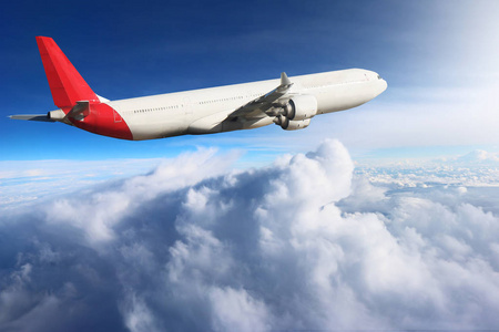 飞行飞机运输. 喷气客机. 冒险商业云天旅行照片