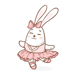 舞剧卡通兔子芭蕾舞剧海报矢量插图照片