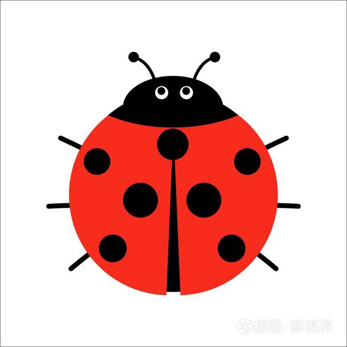 可爱的瓢虫矢量插图的平面风格 卡通甲虫瓢虫从背景中分离出来 插画 正版商用图片15tk9p 摄图新视界