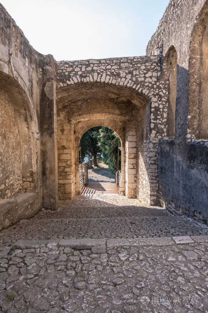 建筑细节壁纸背景的古石墙和拱门的中世纪城堡. 没有人.