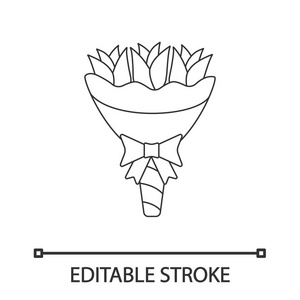 婚礼花束线性极简矢量插图