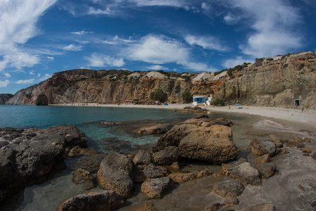 希腊米洛斯岛美丽的海滩图片