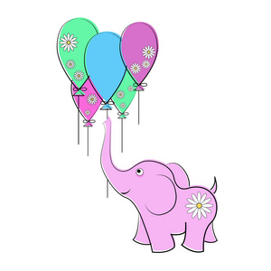 可爱的大象气球矢量插图儿童