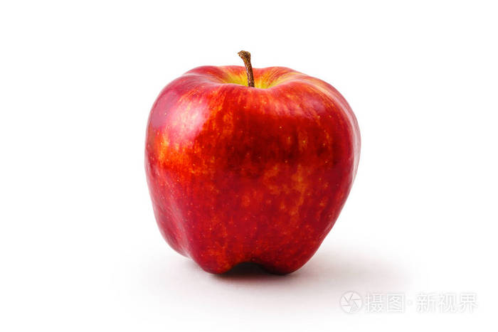 成熟的红苹果接近白色背景