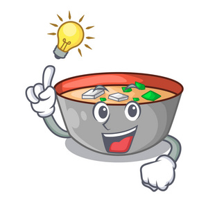 有一个想法，美味的米索汤，卡通矢量插图