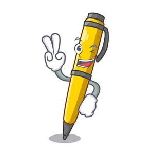 两支手指笔可用于吉祥物矢量插图