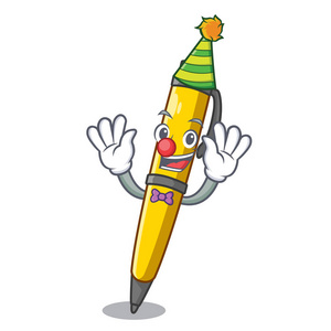 设备小丑小丑古董墨水笔形状卡通矢量插图照片