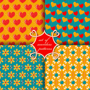 s Day. Heart, abstract shapes, decorative flowers, design elemen