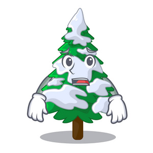 雪吉祥物矢量插图中的写实杉树图片