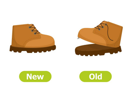 向量反义词和对立面. 新的和旧的. 白色背景上的插图.