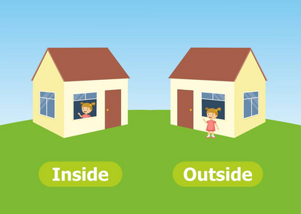 向量反义词和对立.又黑又白.白色背景上的卡通人物插图.