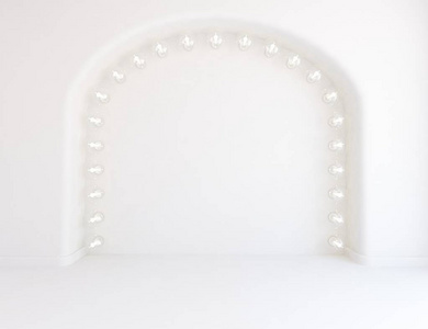 一个白色的空斯堪的纳维亚房间内部与木制地板的想法。家北欧内部。3D插图插图