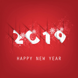 最佳祝愿抽象白色和红色现代风格快乐新年贺卡或背景, 创意设计模板2019年