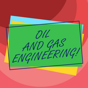 书写文字石油和天然气工程。概念意味着石油公司工业过程工程师桩的空白矩形轮廓不同颜色的施工纸