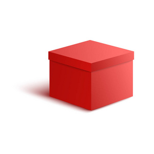现实的3d 样式的闭合的红色纸盒的向量例证