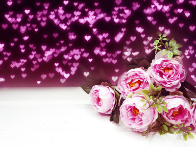 s day with hearts and peonies flower background 