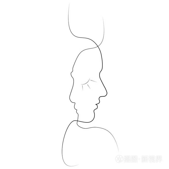 一条线画两个人图片